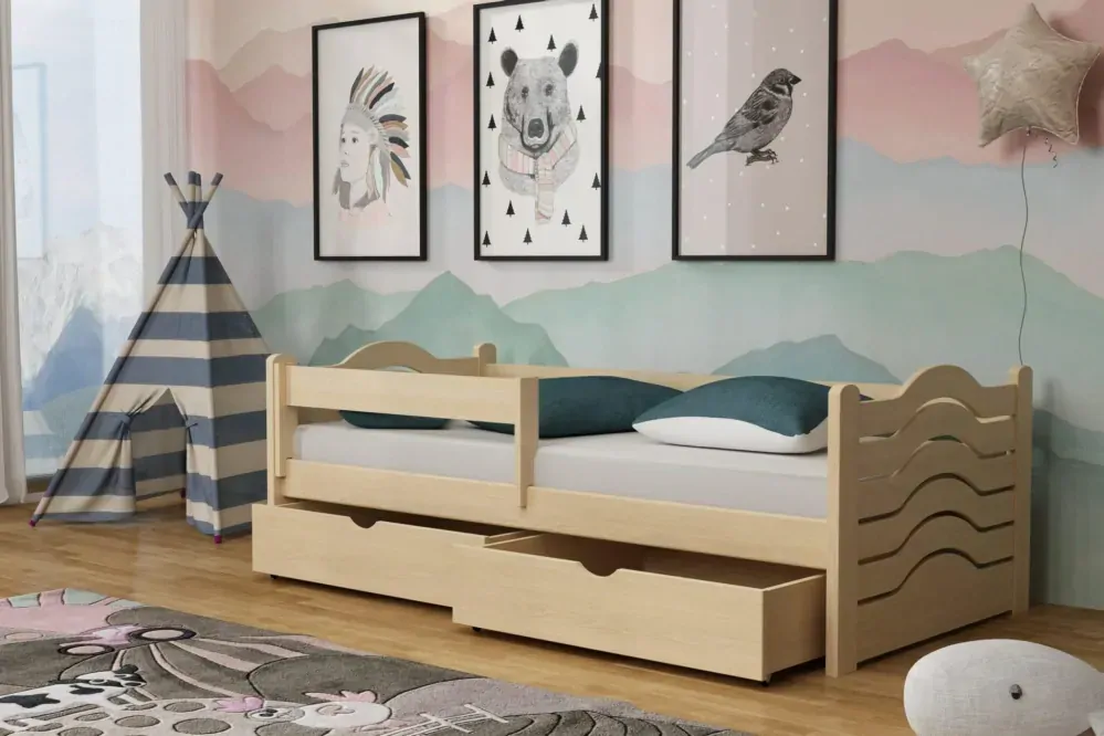 Drevená posteľ PINOKIO 04 80x200 cm borovica masív s úložným priestorom