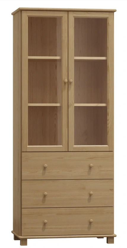 Kombinovaná vitrína MB 104 borovica masív 90x190x42 cm