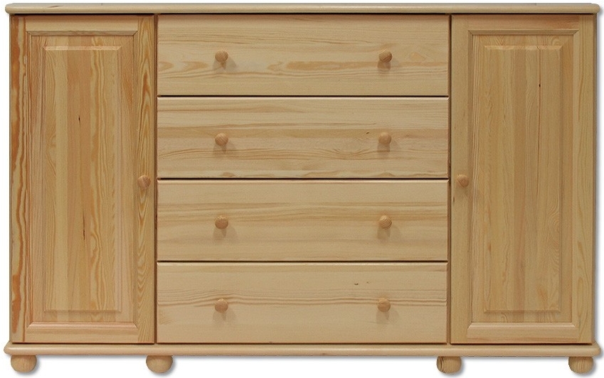 Dřevěná komoda 4 šuplíky + 2 dvířka KD123  150x100x47 cm