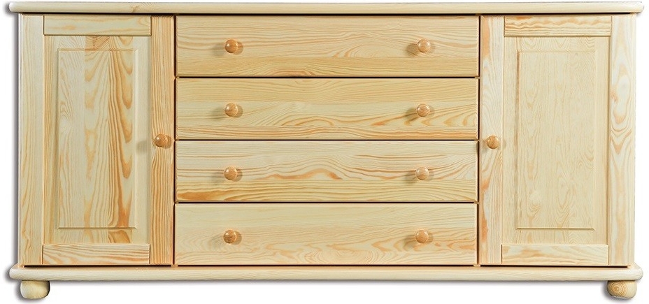 Komoda 4 šuplíky + 2 dvířka borovice masiv KD163