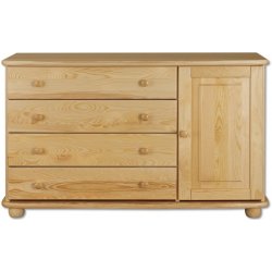 Dřevěná komoda KD148 borovice masiv 125x76x42 cm