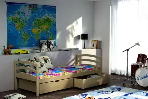 Drevená posteľ MASIV 06 90x190 cm borovica masív s úložným priestorom