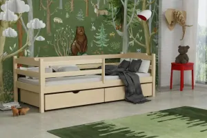 Drevená posteľ MIKO 07 80x180 cm borovica masív s úložným priestorom