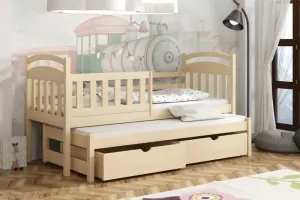 Posteľ s výsuvnou prístelkou KASPER 08 80x200 cm borovica masív s úložným priestorom