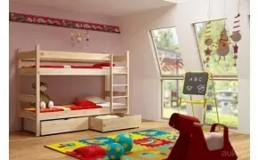 Poschodová posteľ MASIV 02 80x180 cm borovica masív s úložným priestorom