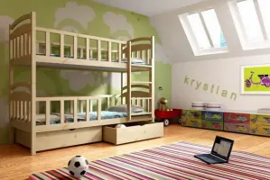 Poschodová posteľ MASIV 07 80x180 cm borovica masív s úložným priestorom