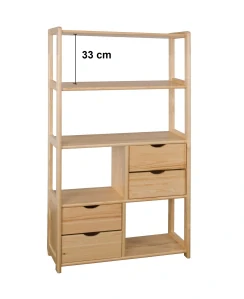 Drevený regál BM141 borovica masív výška 150 cm