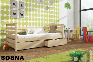 Drevená posteľ EXO 180x80cm s úložným priestorom borovica masív