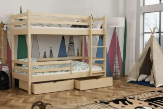 Poschodová posteľ ELEGANT POWER 08 80x180 cm borovica masív s úložným priestorom