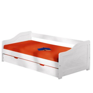 Posteľ Leonie 90x200 cm s prístelkou, masív, vr. roštov, biela